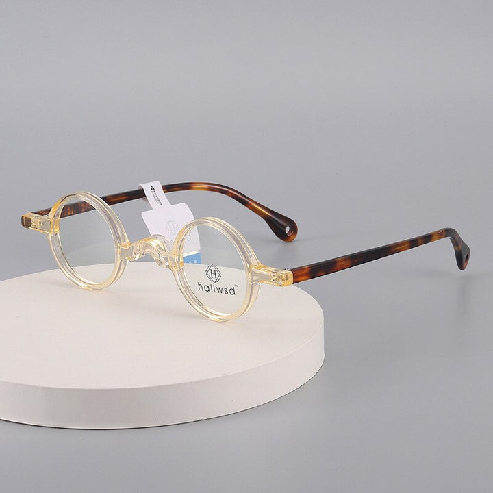 Cubojue Unisex Full Rim Small Round Acetate Hyperopic Reading Glasses Hlswd Reading Glasses Cubojue 0 champagne tortoise