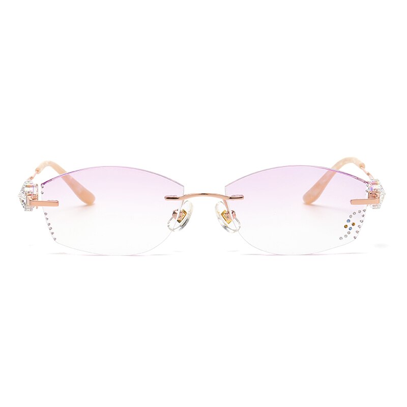 Zirosat Women's Rimless Rectangle Titanium Diamond Cut Eyeglasses 9060 Rimless Zirosat