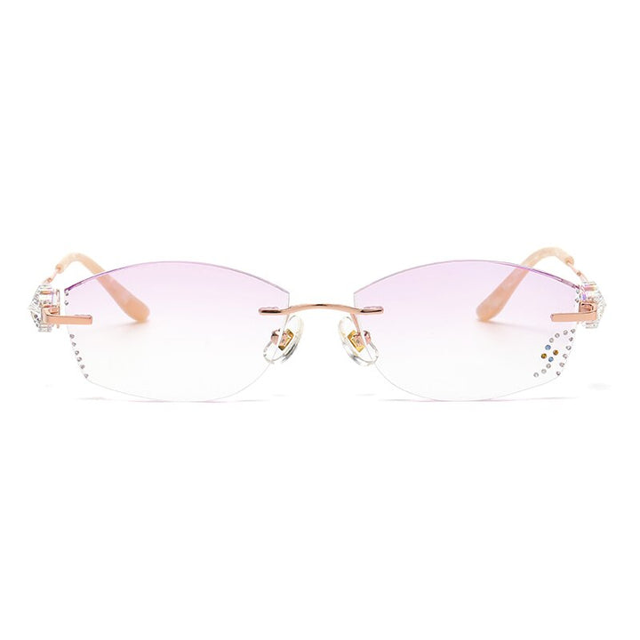 Zirosat Women's Rimless Rectangle Titanium Diamond Cut Eyeglasses 9060 Rimless Zirosat