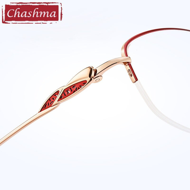 Chashma Ottica Women's Semi Rim Oval Titanium Eyeglasses 0661 Semi Rim Chashma Ottica