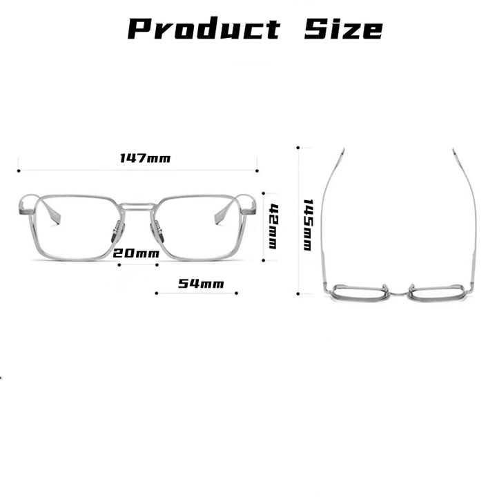 Yimaruili Unisex Full Rim Square Double Bridge Titanium Eyeglasses Dxt125 Full Rim Yimaruili Eyeglasses