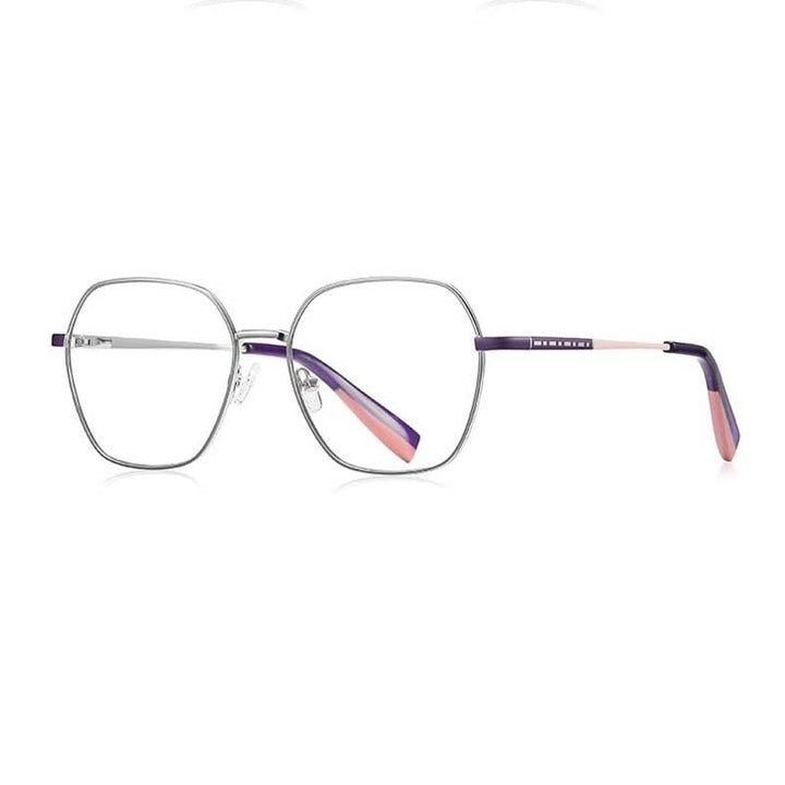 CCspace Women's Full Rim Polygon Square Stainless Steel Eyeglasses 54712 Full Rim CCspace
