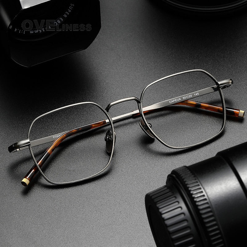 Oveliness Unisex Full Rim Irregular Square Titanium Eyeglasses Capeua Full Rim Oveliness