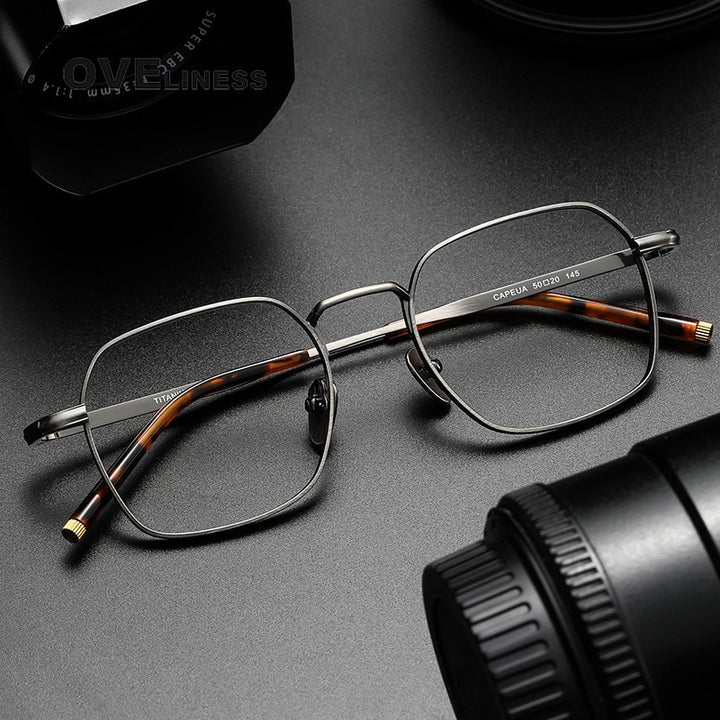 Oveliness Unisex Full Rim Irregular Square Titanium Eyeglasses Capeua Full Rim Oveliness