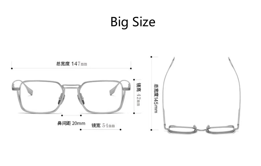 CCspace Unisex Full Rim Square Double Bridge Titanium Eyeglasses 53229 Full Rim CCspace