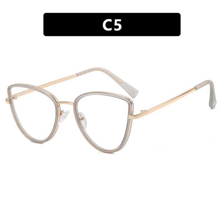 CCspace Unisex Full Rim Square Cat Eye Alloy Eyeglasses 55626 Full Rim CCspace China Grey