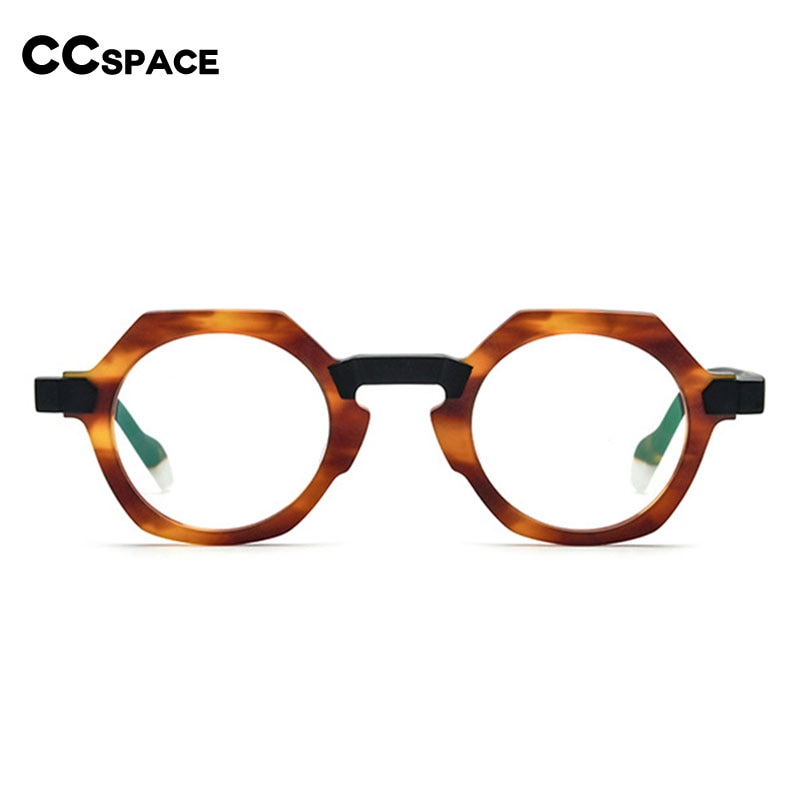 CCspace Unisex Full Rim Irregular Round Acetate Eyeglasses 55099 Full Rim CCspace