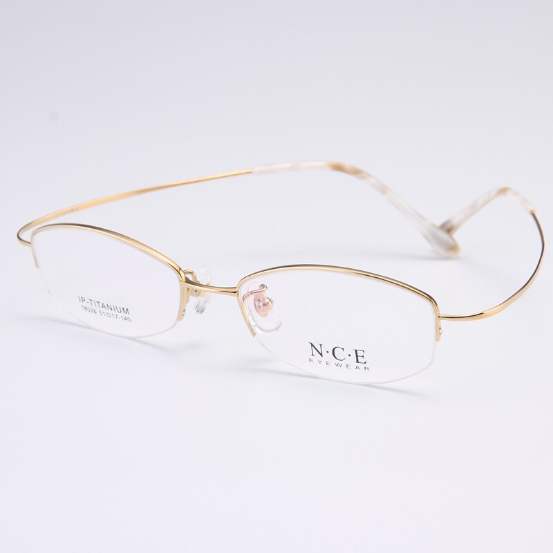 Bclear Women's Semi Rim Titanium Oval Eyeglasses Sc18026 Semi Rim Bclear Gold