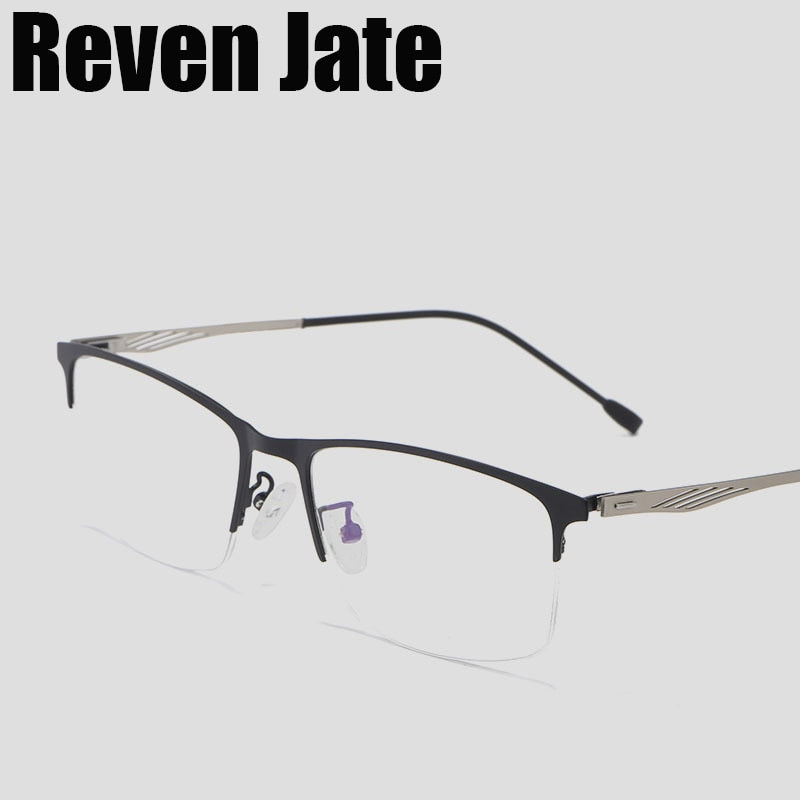 Reven Jate Unisex Semi Rim Square Alloy Eyeglasses P8836 Semi Rim Reven Jate