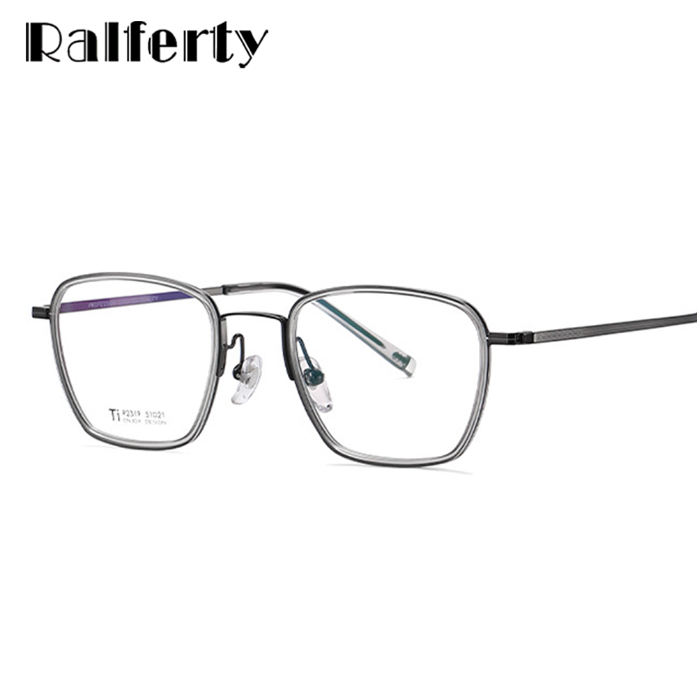 Ralferty Unisex Full Rim Irregular Square Acetate Titanium Eyeglasses D2319 Full Rim Ralferty   