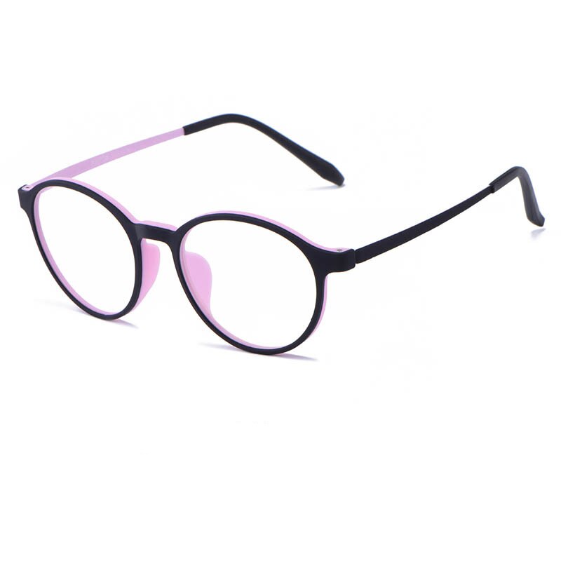 Gmei Unisex Full Rim TR 90 Titanium Alloy Round Frame Eyeglasses3050 Full Rim Gmei Optical Black Pink  