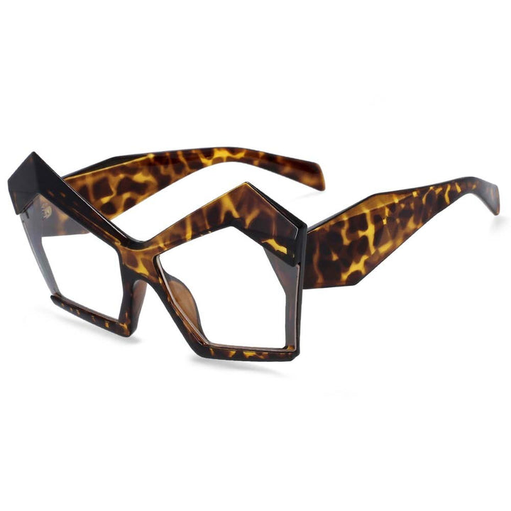 CCspace Women's Full Rim Oversized Polygonal Acetate Frame Eyeglasses 53877 Full Rim CCspace China MULTI