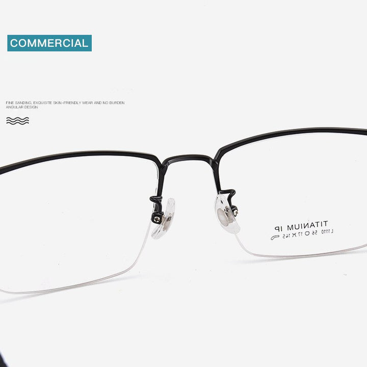 Bclear Unisex Semi Rim Square Titanium Eyeglasses Lb1110 Semi Rim Bclear