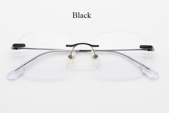 Bclear Unisex Rimless Square Titanium Frame Eyeglasses Myw01 Rimless Bclear Black