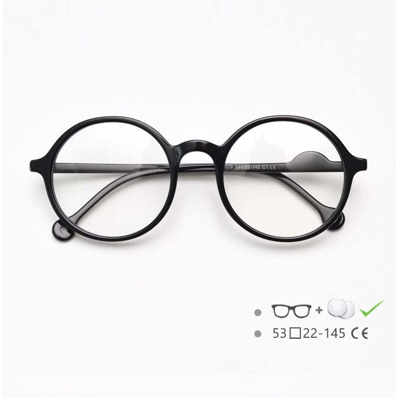 CCspace Unisex Full Rim Round Acetate Frame Eyeglasses 54613 Full Rim CCspace Black China