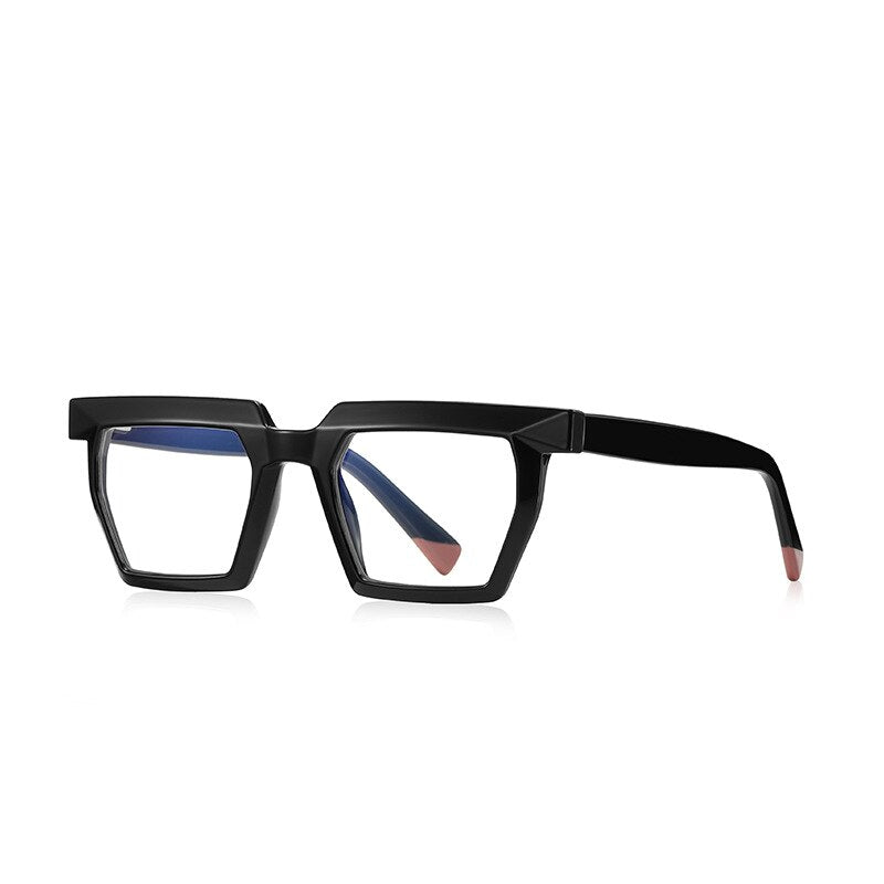 CCspace Unisex Full Rim Flat Top Square Acetate Titanium Eyeglasses 53370 Full Rim CCspace China C1Black