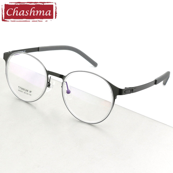 Chashma Ottica Unisex Full Rim Round Square Titanium Eyeglasses 202205 Full Rim Chashma Ottica Gun