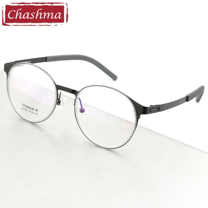 Chashma Ottica Unisex Full Rim Round Square Titanium Eyeglasses 202205 Full Rim Chashma Ottica Gun  