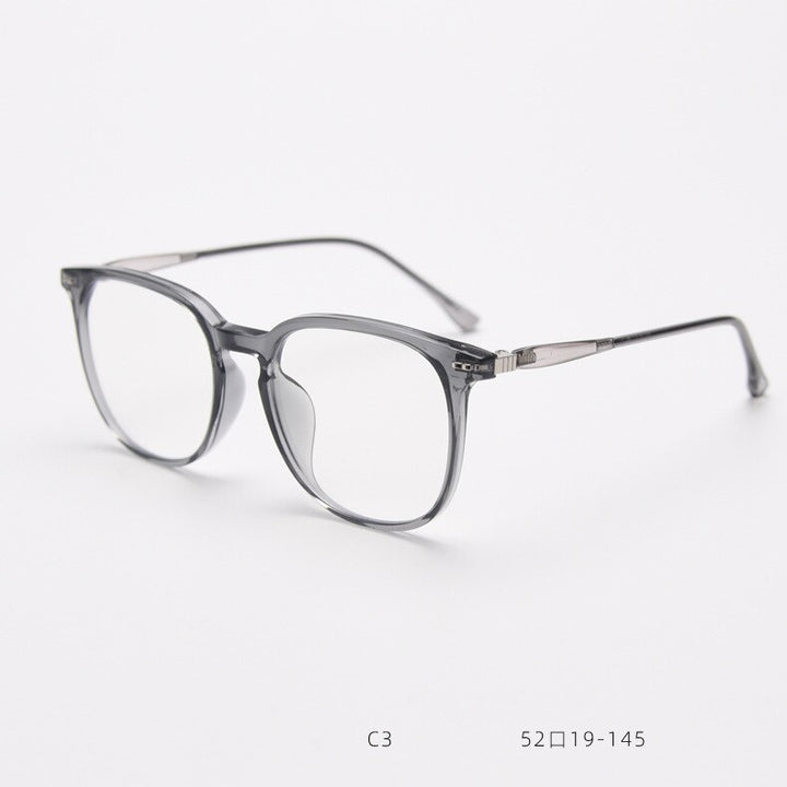 CCspace Unisex Full Rim Square Tr 90 Titanium Eyeglasses 55687 Full Rim CCspace Gray China