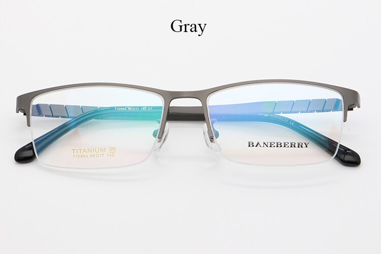 Bclear Unisex Semi Rim Square Titanium Frame Eyeglasses My71056a Semi Rim Bclear Gray