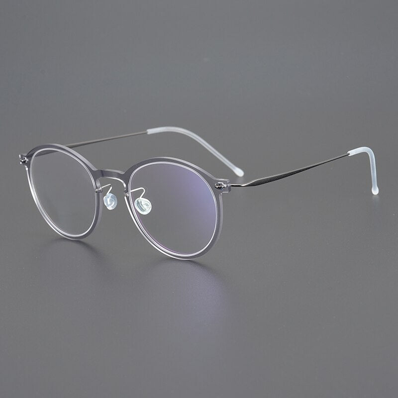 Gatenac Unisex Full Rim Round Titanium Eyeglasses Gxyj955 Full Rim Gatenac Gray