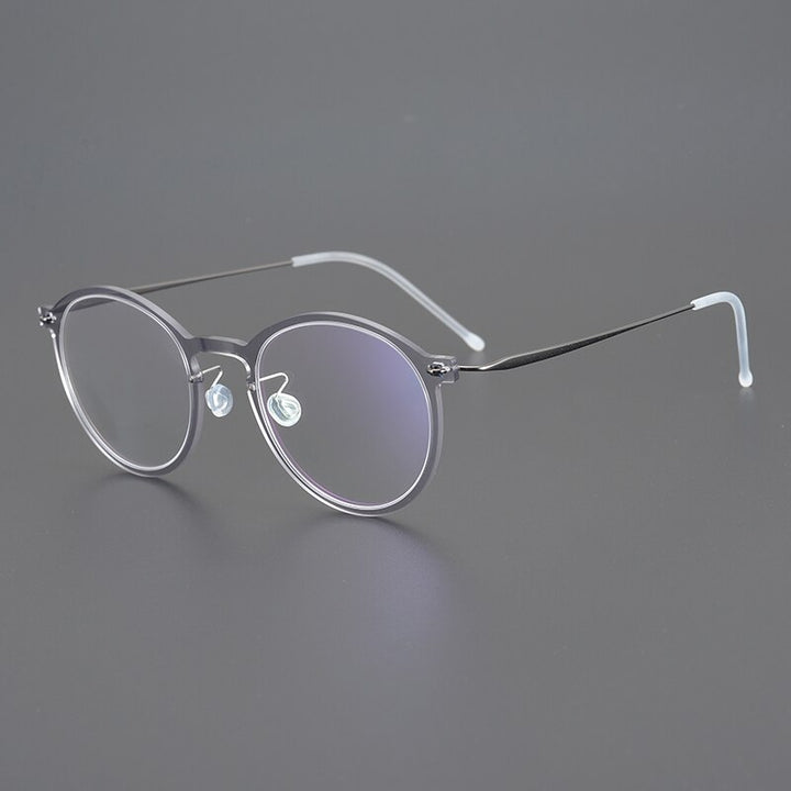 Gatenac Unisex Full Rim Round Titanium Eyeglasses Gxyj955 Full Rim Gatenac Gray