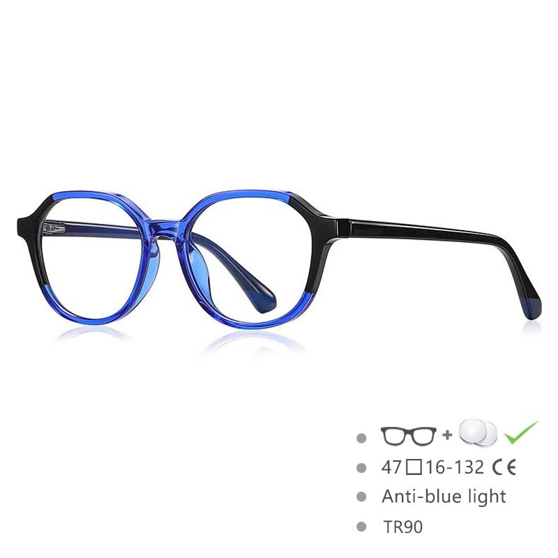 CCspace Children's Unisex Full Rim Square Round Tr 90 Titanium Frame Eyeglasses 54572 Full Rim CCspace Blue-clack China