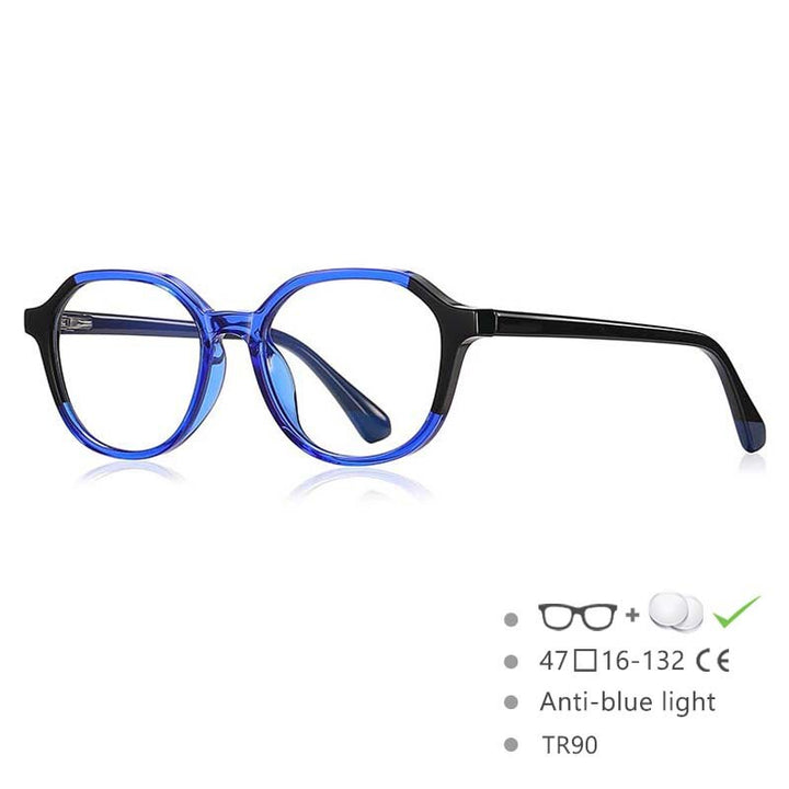CCspace Children's Unisex Full Rim Square Round Tr 90 Titanium Frame Eyeglasses 54572 Full Rim CCspace Blue-clack China