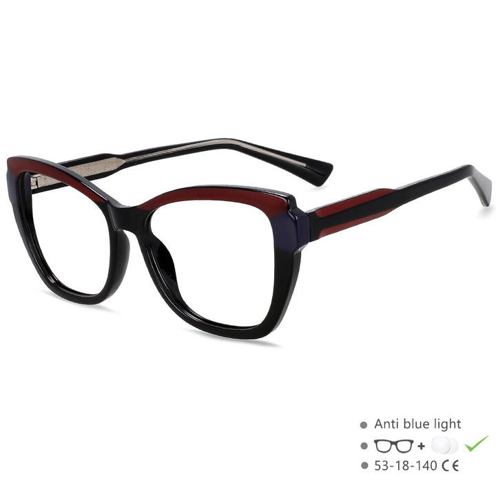 CCspace Unisex Full Rim Square Cat Eye Tr 90 Titanium Eyeglasses 54473 Full Rim CCspace China Black