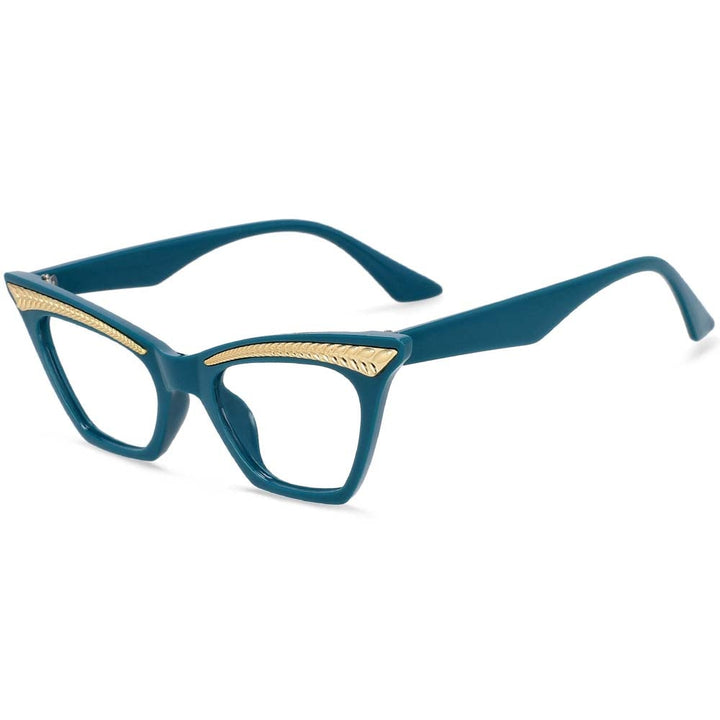CCspace Unisex Full Rim Square Cat Eye Resin Frame Eyeglasses 54373 Full Rim CCspace China Bark green
