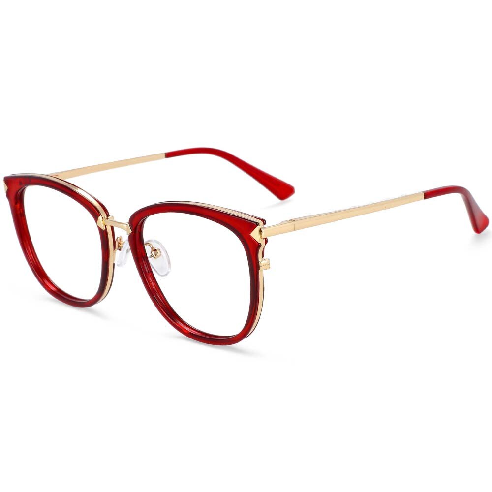 CCspace Women's Full Rim Square Round Tr 90 Titanium Frame Eyeglasses 54156 Full Rim CCspace Red