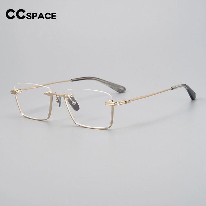 CCspace Unisex Semi Rim Square Handcrafted Titanium Eyeglasses 55634 Full Rim CCspace