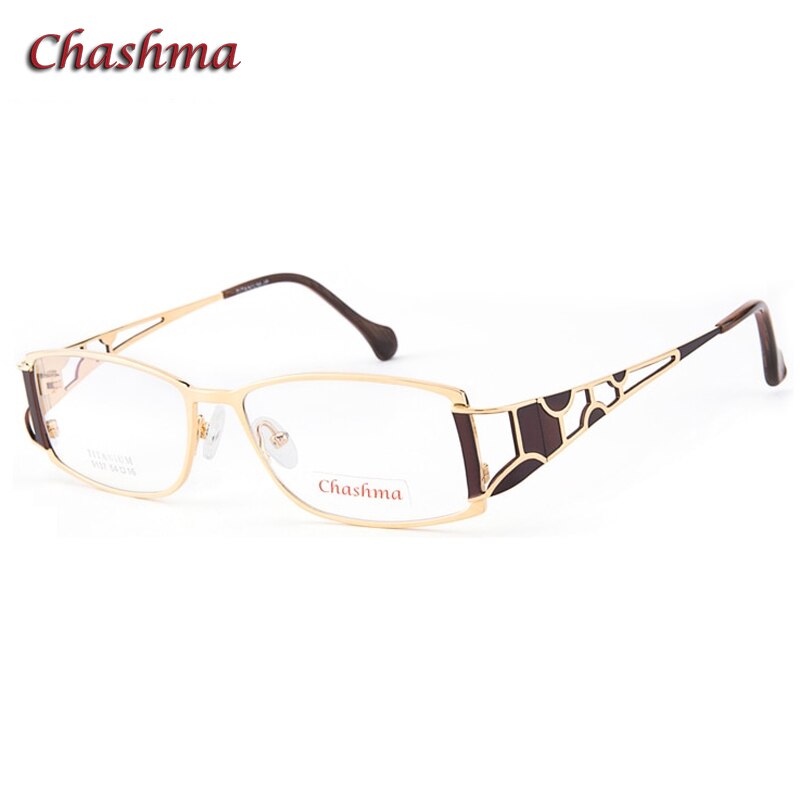 Chashma Ochki Women's Full Rim Rectangle Square Eyeglasses 9137 Full Rim Chashma Ochki Coffee with Gold  
