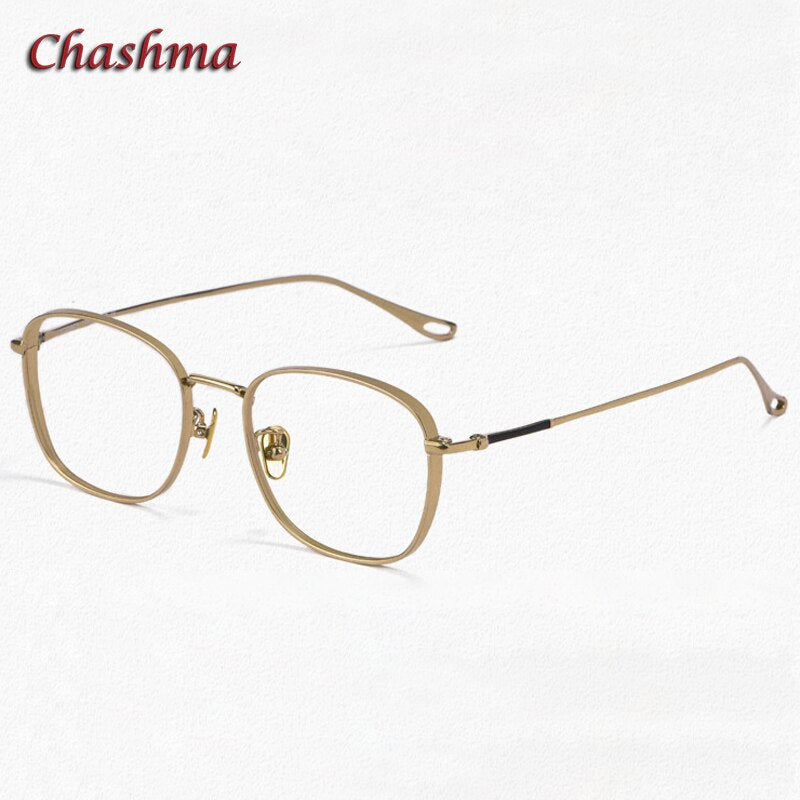 Chashma Ochki Unisex Full Rim Square Oval Titanium Eyeglasses  1851 Full Rim Chashma Ochki Gold