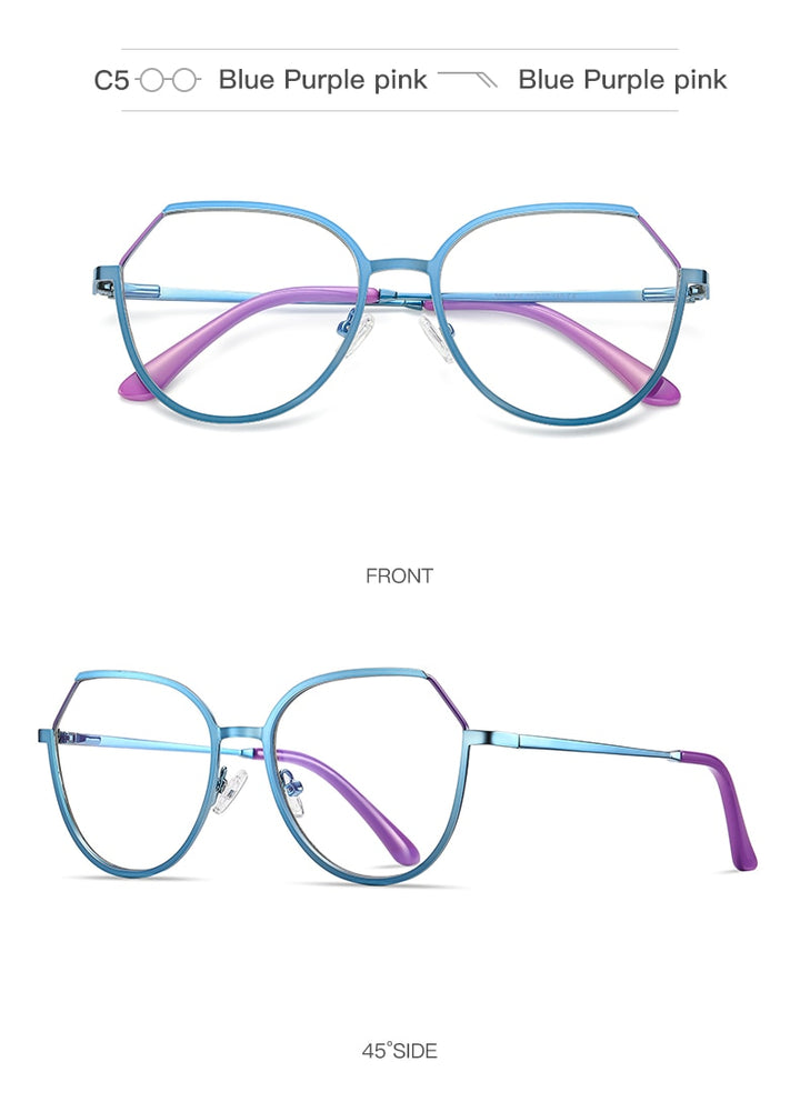 Hotony Women's Full Rim TR 90 Resin Round Alloy Frame Eyeglasses 3034 Full Rim Hotony
