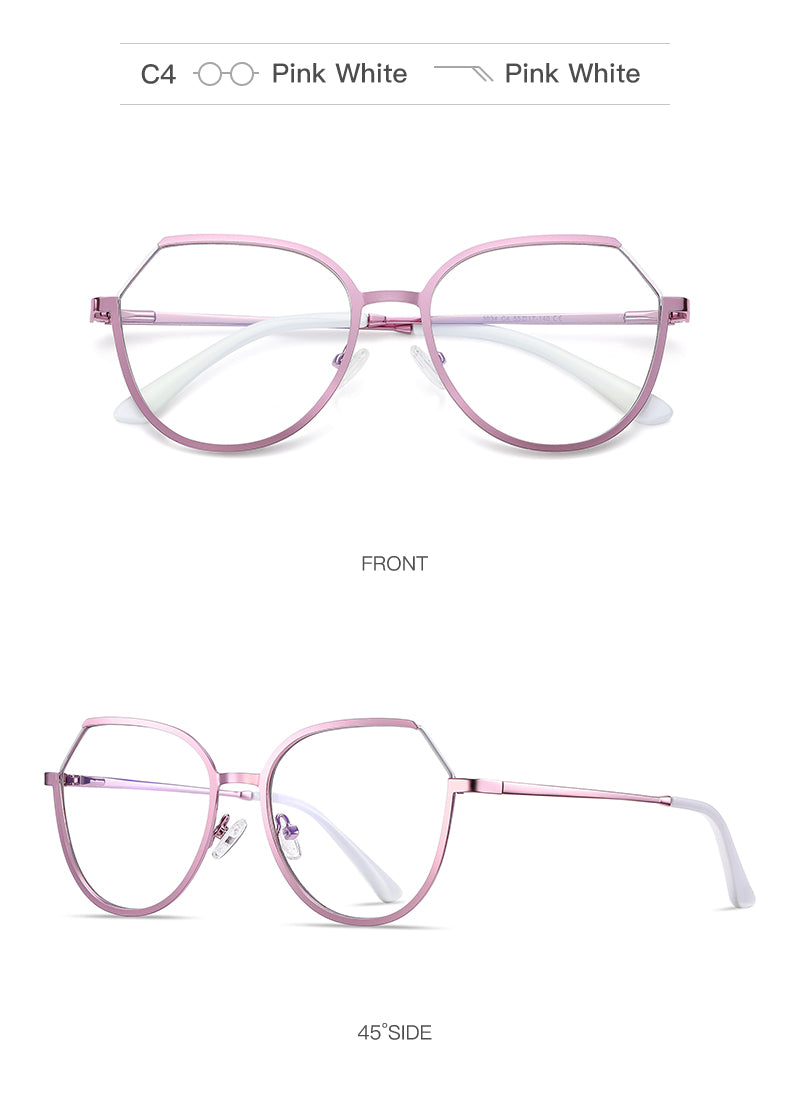 Hotony Women's Full Rim TR 90 Resin Round Alloy Frame Eyeglasses 3034 Full Rim Hotony