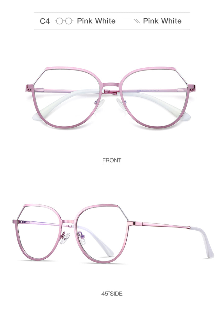 Hotony Women's Full Rim TR 90 Resin Round Alloy Frame Eyeglasses 3034 Full Rim Hotony