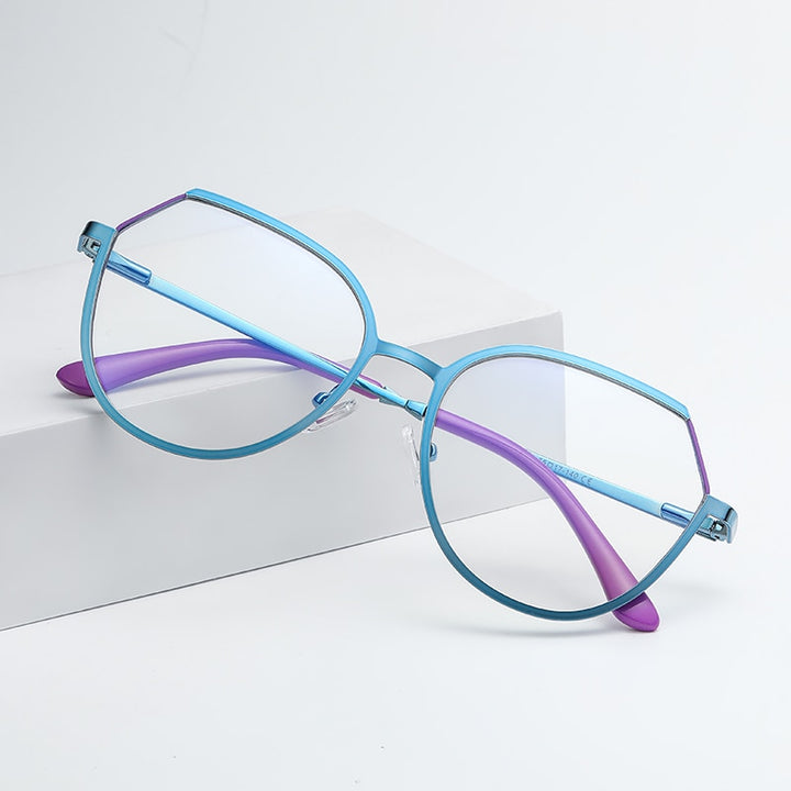 Hotony Women's Full Rim TR 90 Resin Round Alloy Frame Eyeglasses 3034 Full Rim Hotony