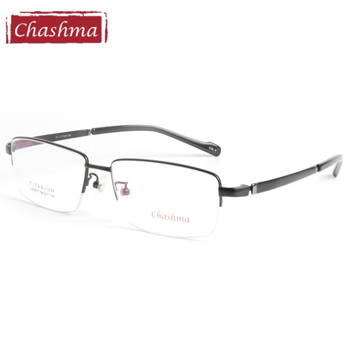 Chashma Ottica Semi Rim Oversized Square Titanium Eyeglasses 8911 Semi Rim Chashma Ottica Black