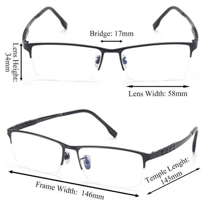 Chashma Men's Rectangular Semi Rim Titanium Eyeglasses 2022 Semi Rim Chashma
