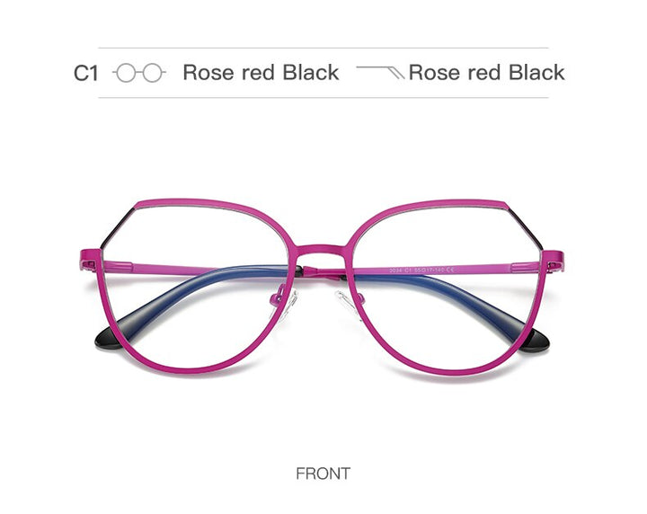 Hotony Women's Full Rim TR 90 Resin Round Alloy Frame Eyeglasses 3034 Full Rim Hotony