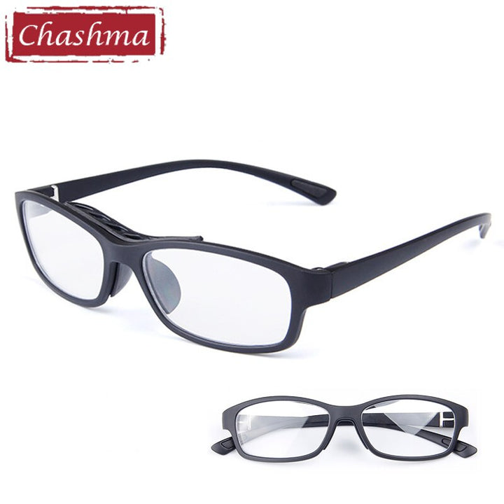 Chashma Ottica Unisex Full Rim Square Tr 90 Titanim Sport Goggle Eyeglasses 010 Sport Eyewear Chashma Ottica Black  