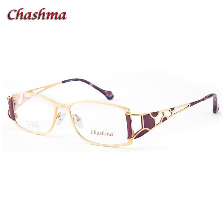 Chashma Ochki Women's Full Rim Rectangle Square Eyeglasses 9137 Full Rim Chashma Ochki Purple with Gold  