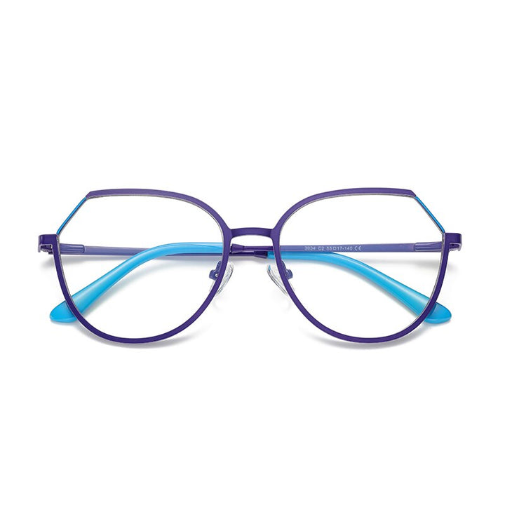 Hotony Women's Full Rim TR 90 Resin Round Alloy Frame Eyeglasses 3034 Full Rim Hotony C2