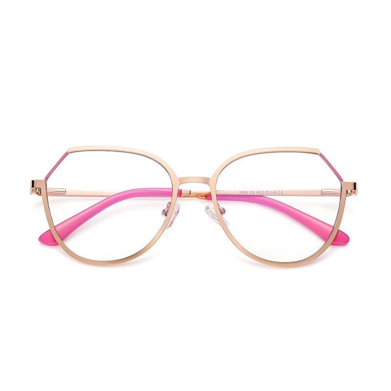 Hotony Women's Full Rim TR 90 Resin Round Alloy Frame Eyeglasses 3034 Full Rim Hotony C6