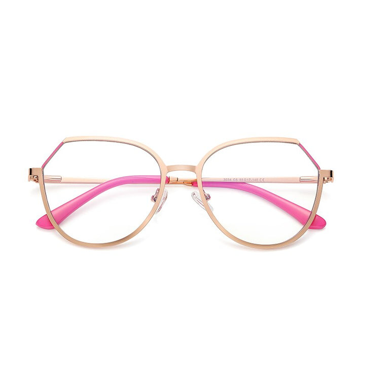 Hotony Women's Full Rim TR 90 Resin Round Alloy Frame Eyeglasses 3034 Full Rim Hotony C6