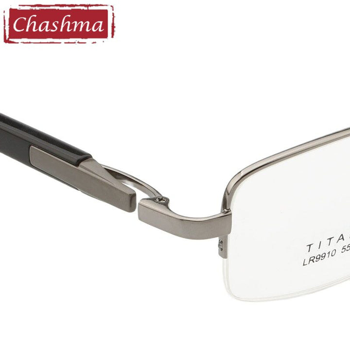 Chashma Ottica Men's Semi Rim Rectangle Square Titanium Eyeglasses Lr9910 Semi Rim Chashma Ottica