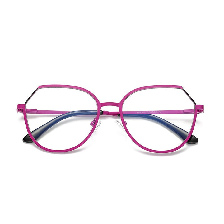 Hotony Women's Full Rim TR 90 Resin Round Alloy Frame Eyeglasses 3034 Full Rim Hotony C1