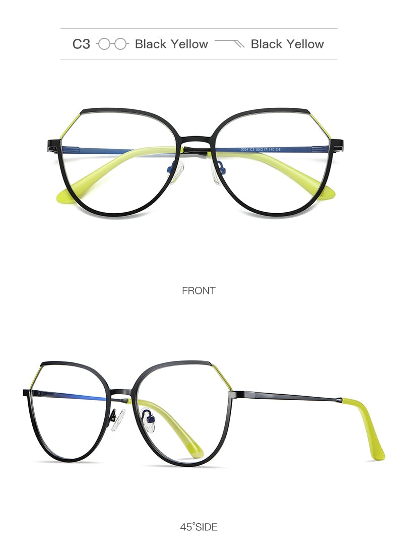 Hotony Women's Full Rim TR 90 Resin Round Alloy Frame Eyeglasses 3034 Full Rim Hotony