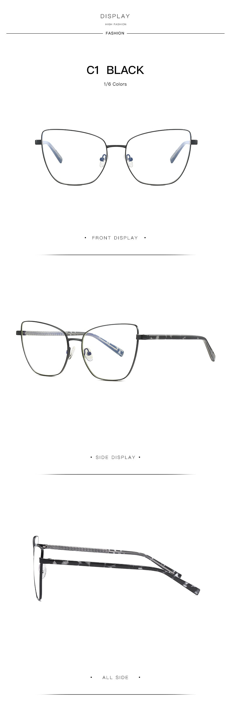 Hotochki Women's Full Rim Cat Eye Alloy Frame Eyeglasses 3003 Full Rim Hotochki